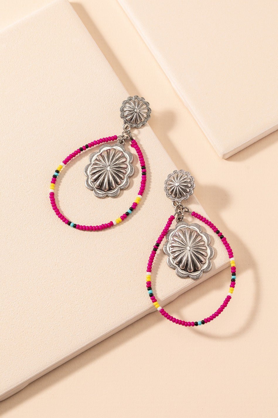 Western Concho Bead Dangle Earrings