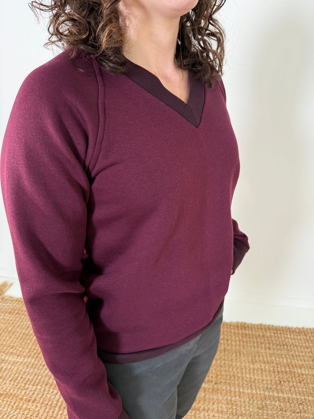 V-Neck Fleece Top
