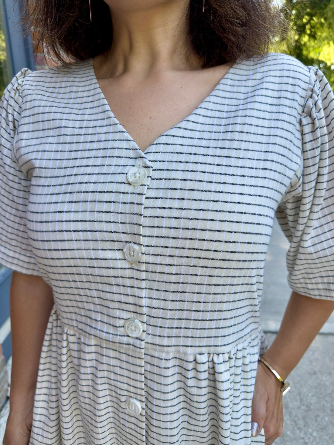 Short Sleeve Button-Front Dress