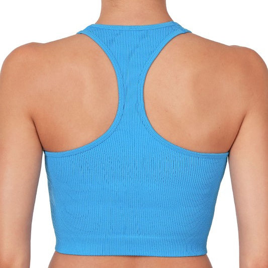 Cropped And Ribbed Racerback Top- 4 Colors