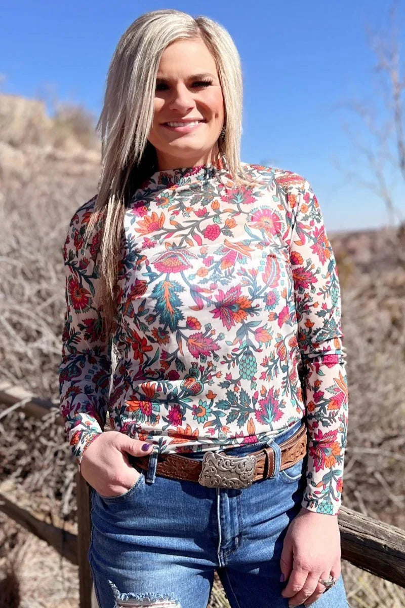 Buy Myself Flowers Mesh Top*