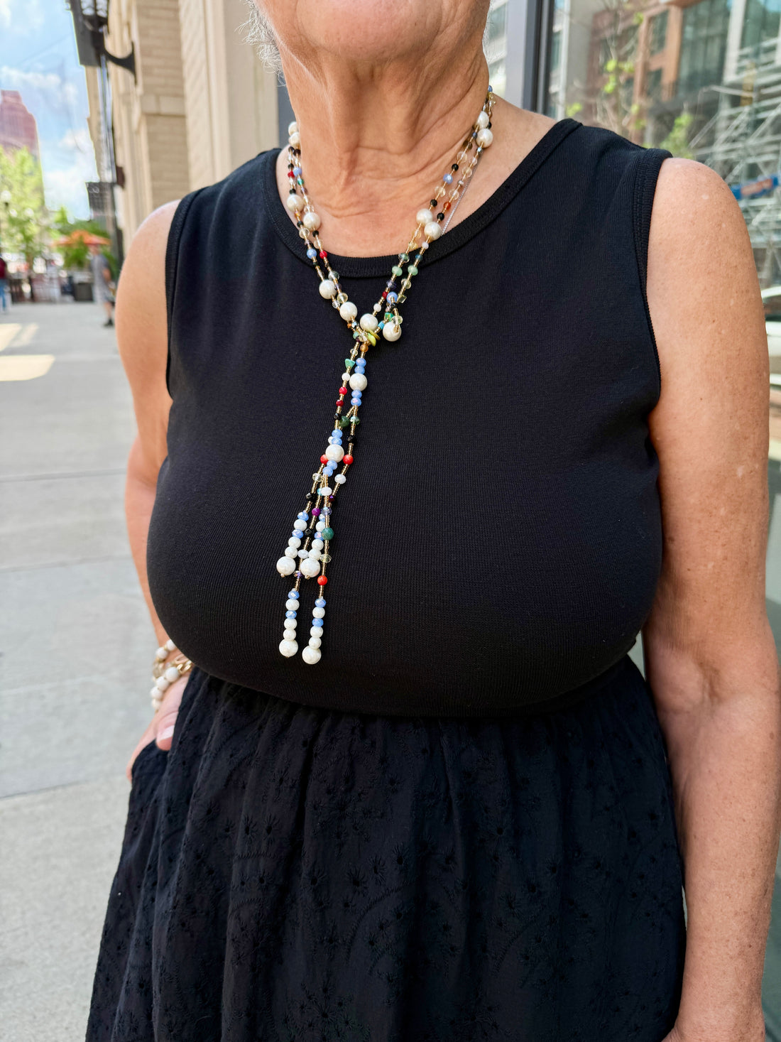 Mixed Media Eyelet Tank Dress