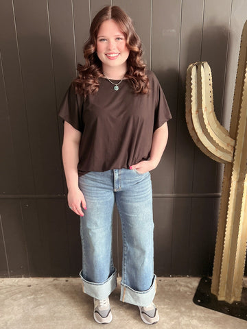 Dual Wear Wide Leg Cuffed Denim Jeans*