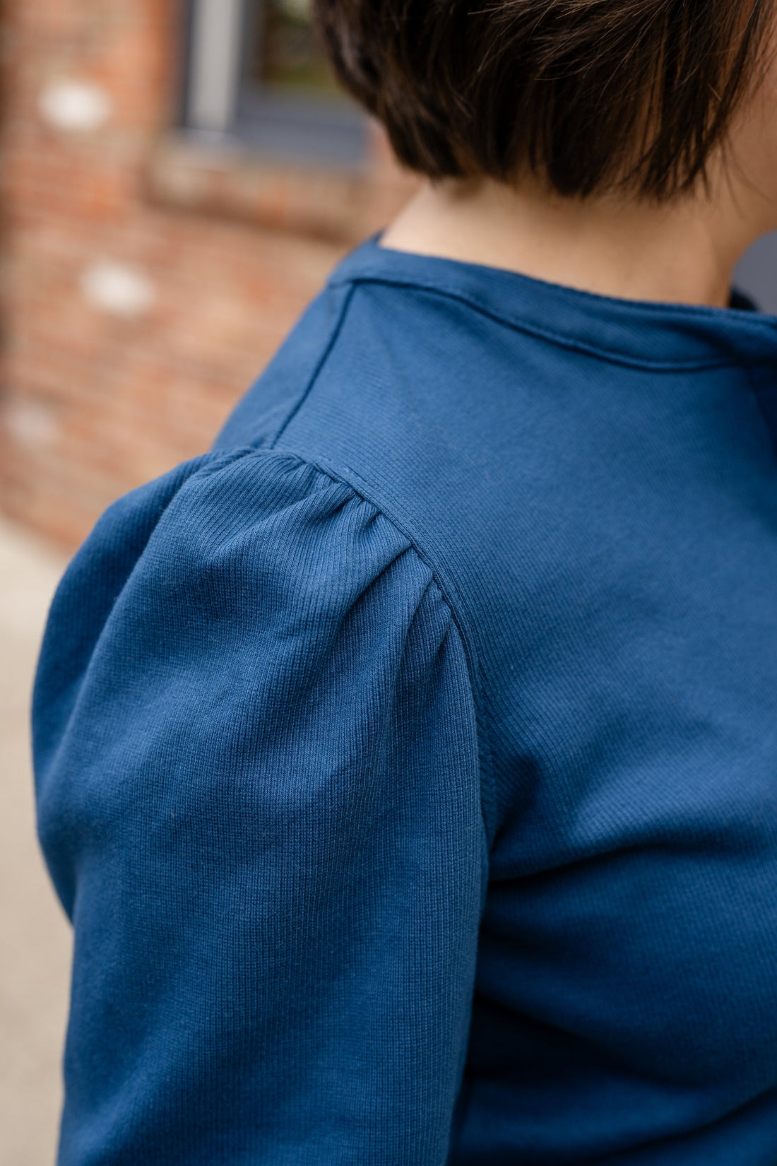 Rib Puff Sleeve Henley Top