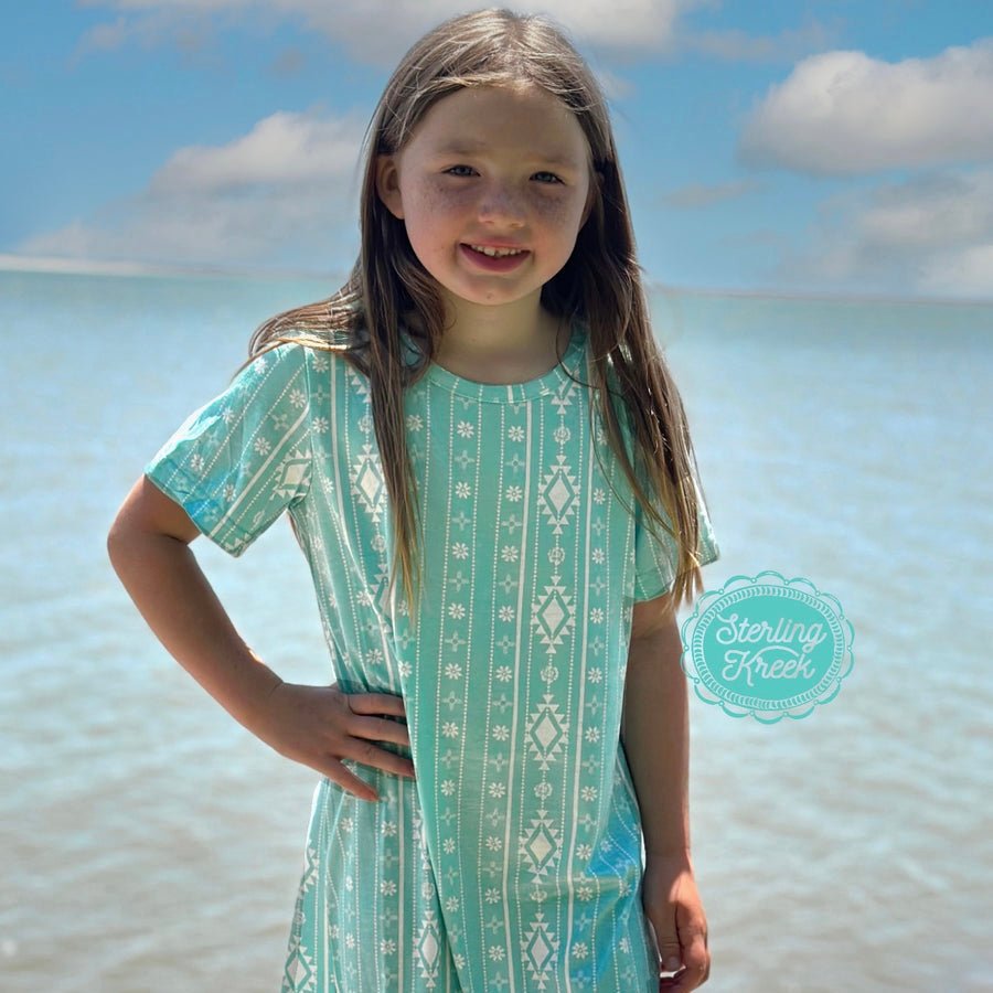 KIDS Walking In Turquoise Dress*