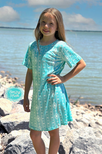 KIDS Walking In Turquoise Dress*