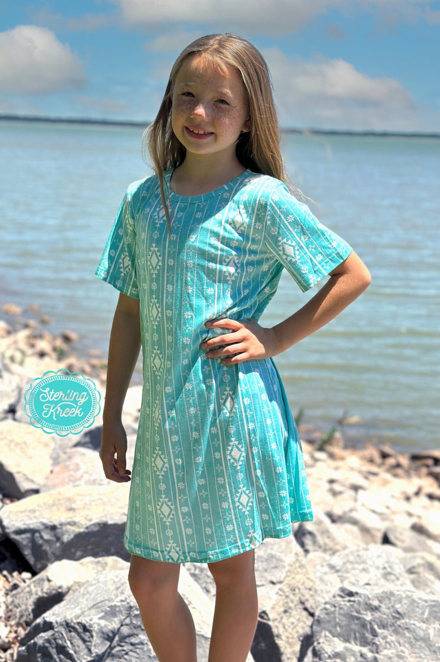 KIDS Walking In Turquoise Dress*