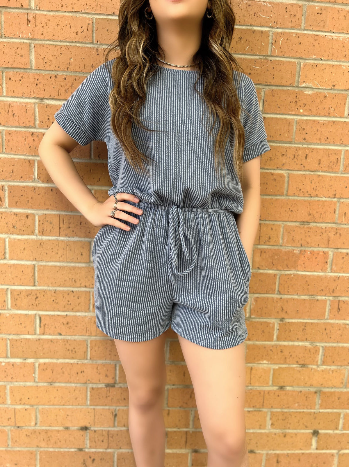 Vintage Denim Urban Ribbed Romper