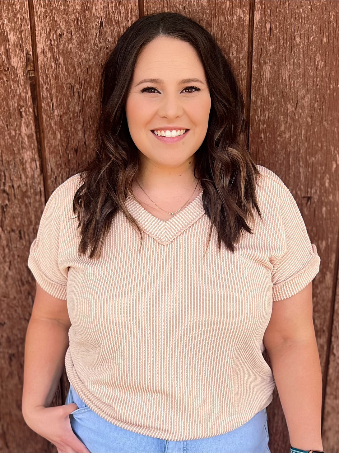 PLUS Room to Breath Taupe Ribbed Top*