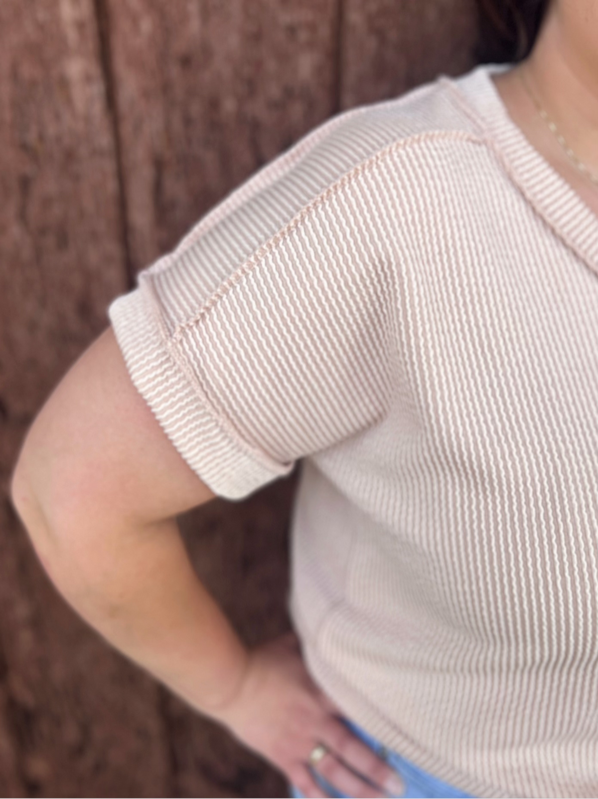 PLUS Room to Breath Taupe Ribbed Top*