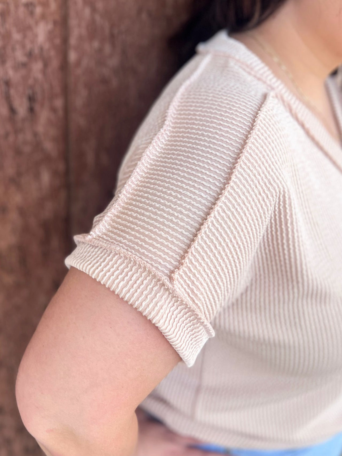 PLUS Room to Breath Taupe Ribbed Top*