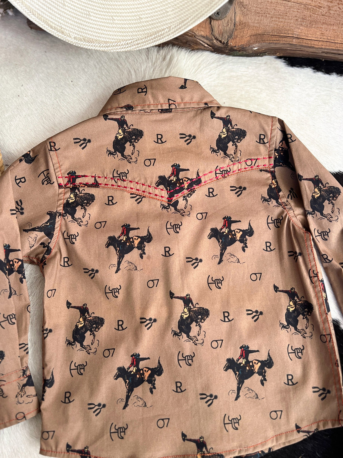 Kid's Vintage Bronc Brown Long Sleeve