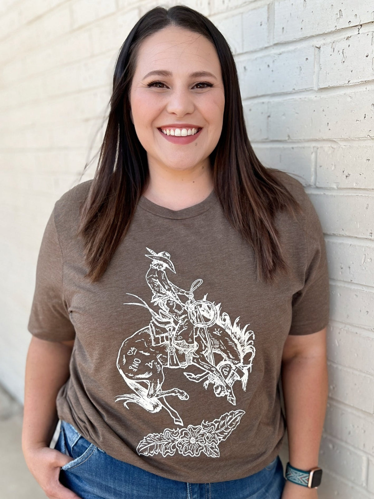 PLUS Sterling Kreek Buckin Bronc Brown Tee