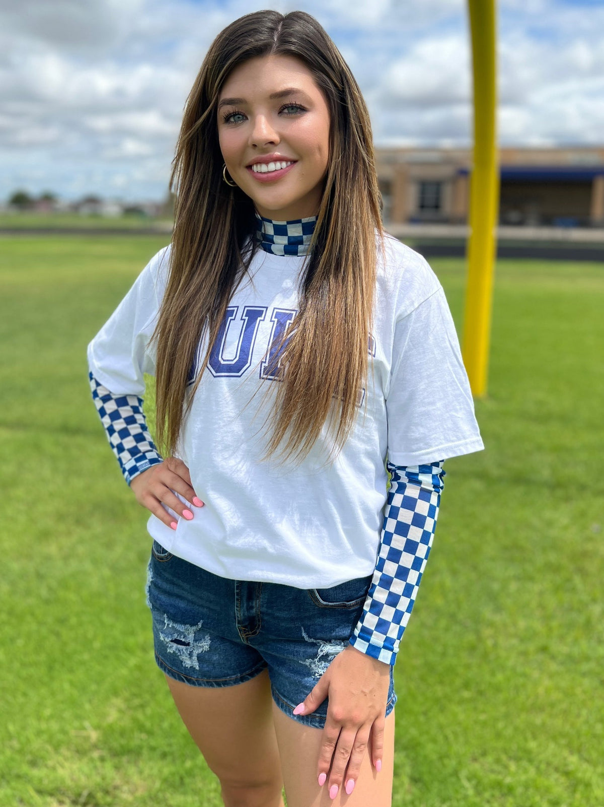 Sterling Kreek Pep Rally Blue Mesh Top