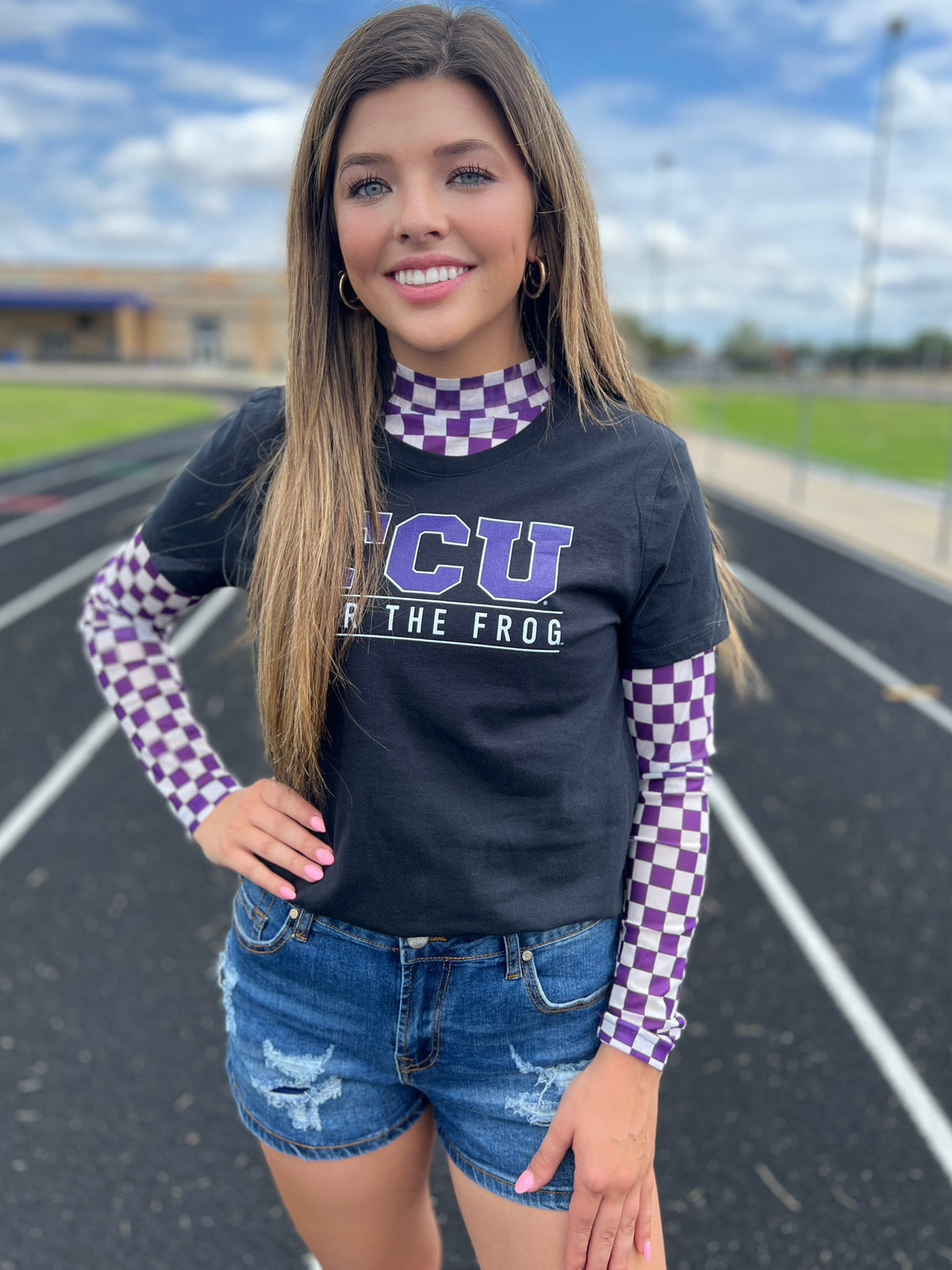 Sterling Kreek Pep Rally Purple Mesh Top