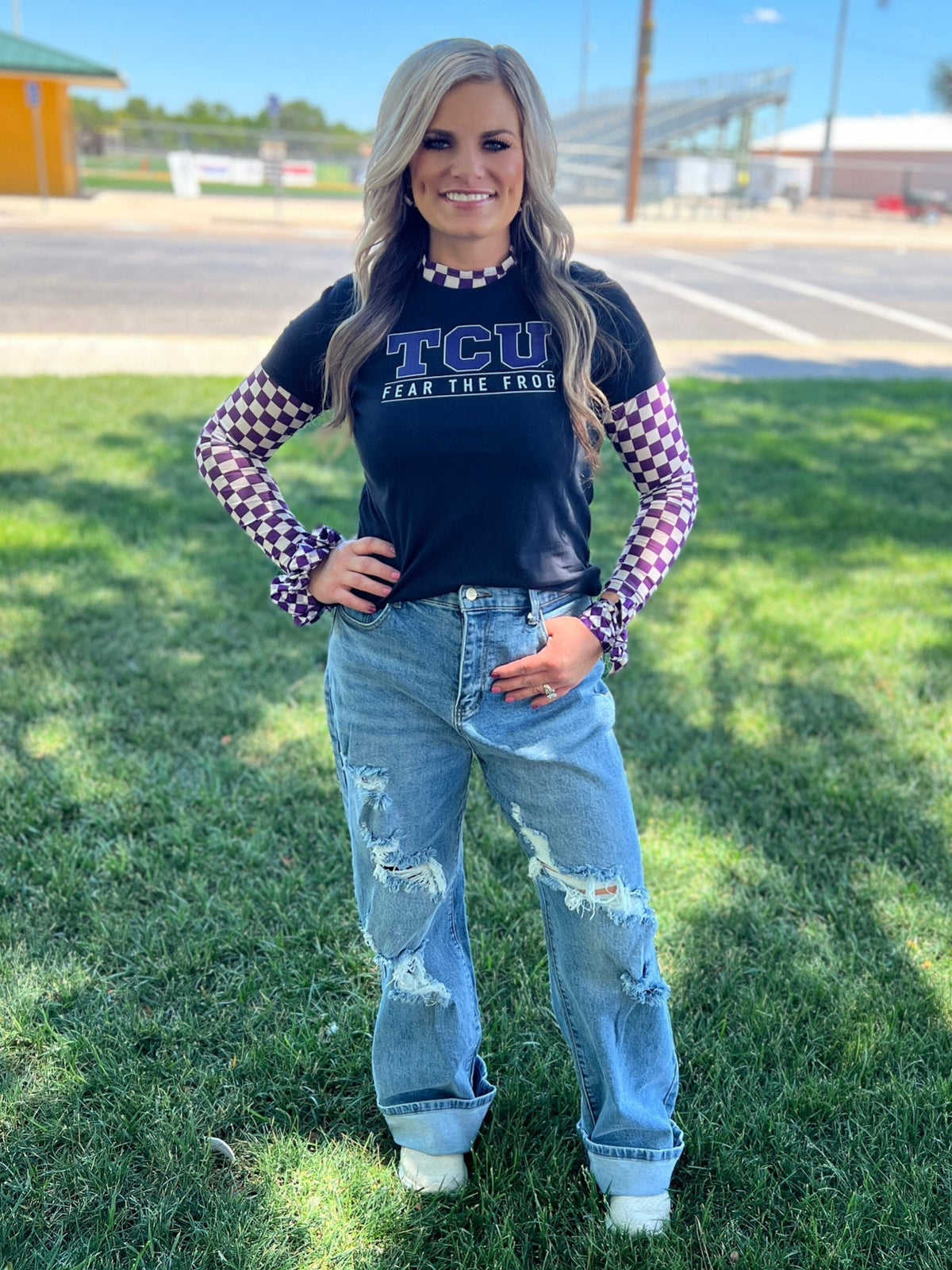 Sterling Kreek Pep Rally Purple Mesh Top