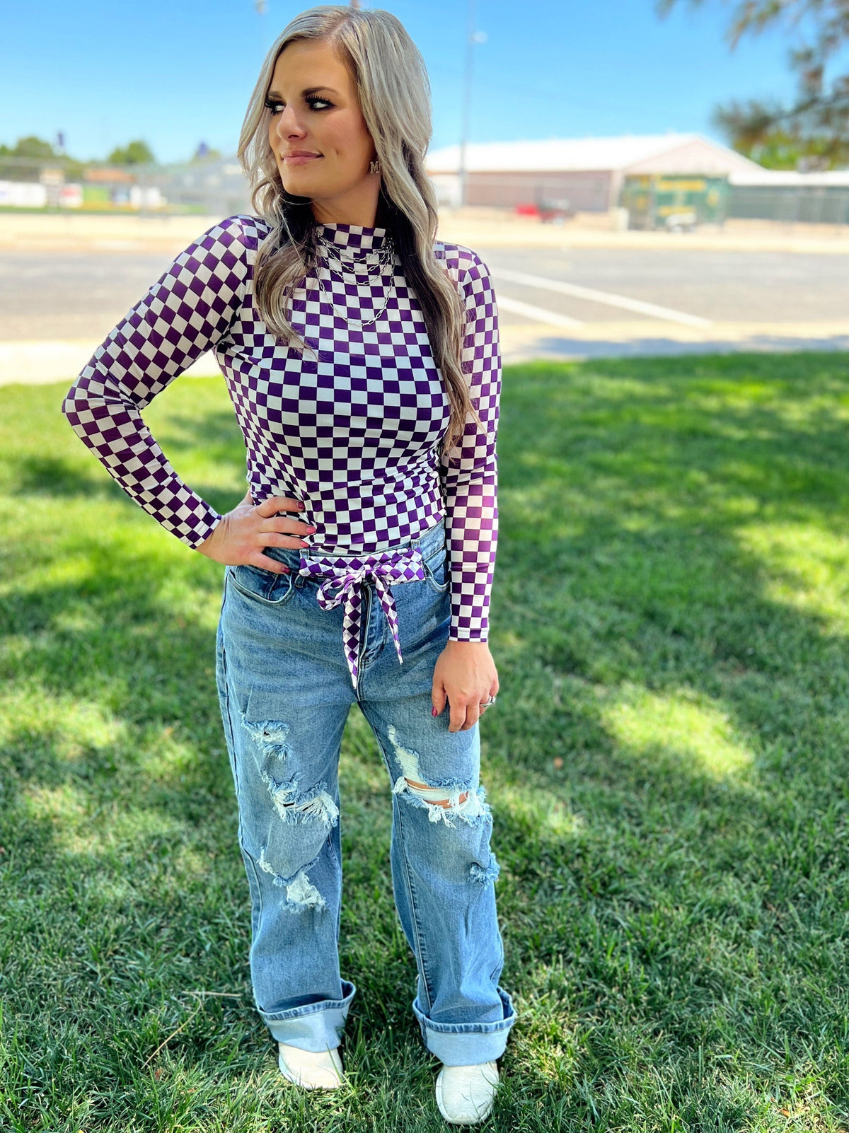Sterling Kreek Pep Rally Purple Mesh Top