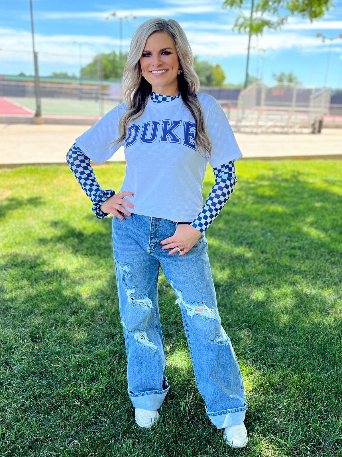 Sterling Kreek Pep Rally Blue Mesh Top