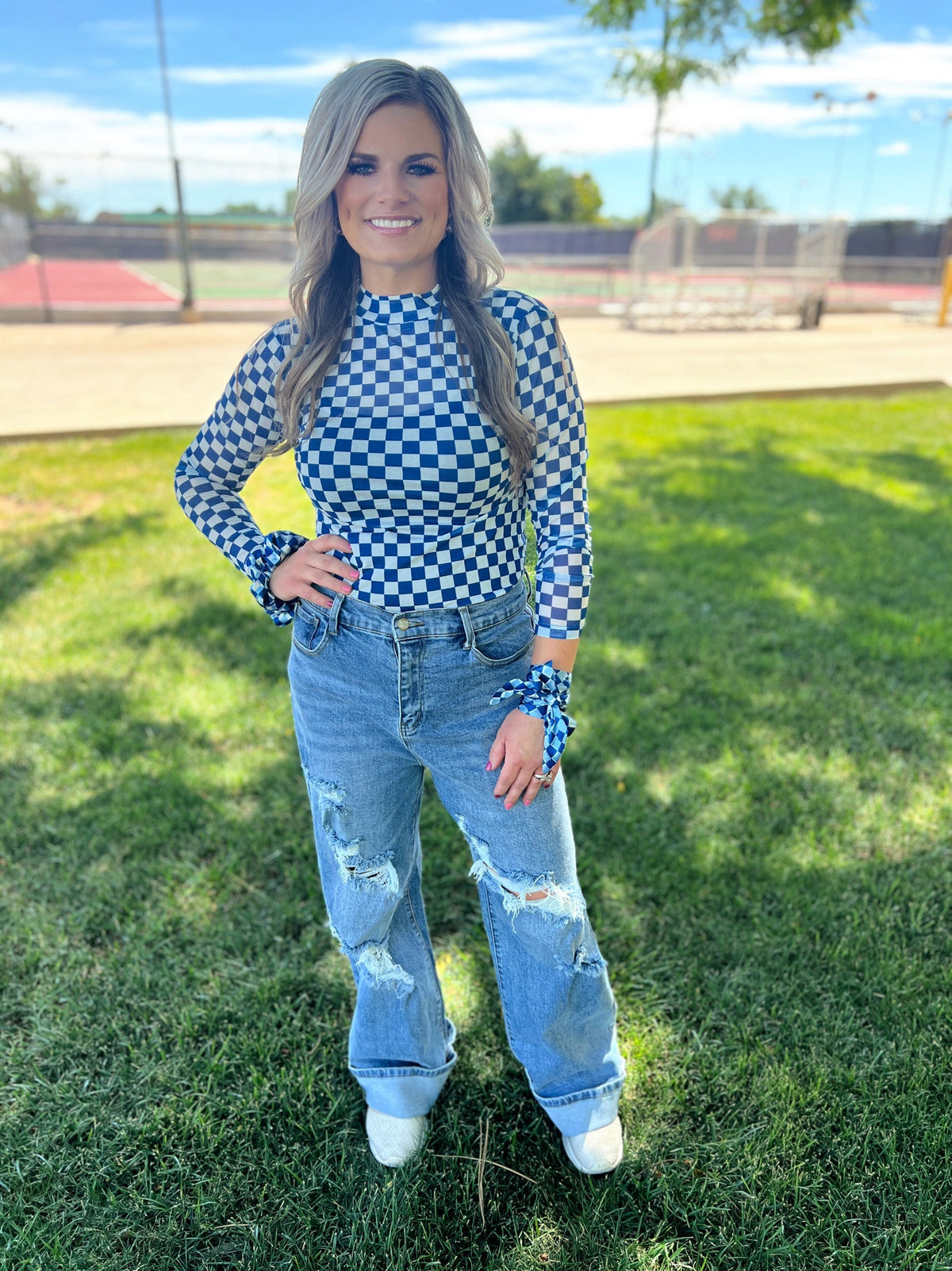 Sterling Kreek Pep Rally Blue Mesh Top