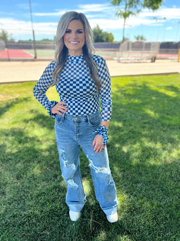 Sterling Kreek Pep Rally Blue Mesh Top