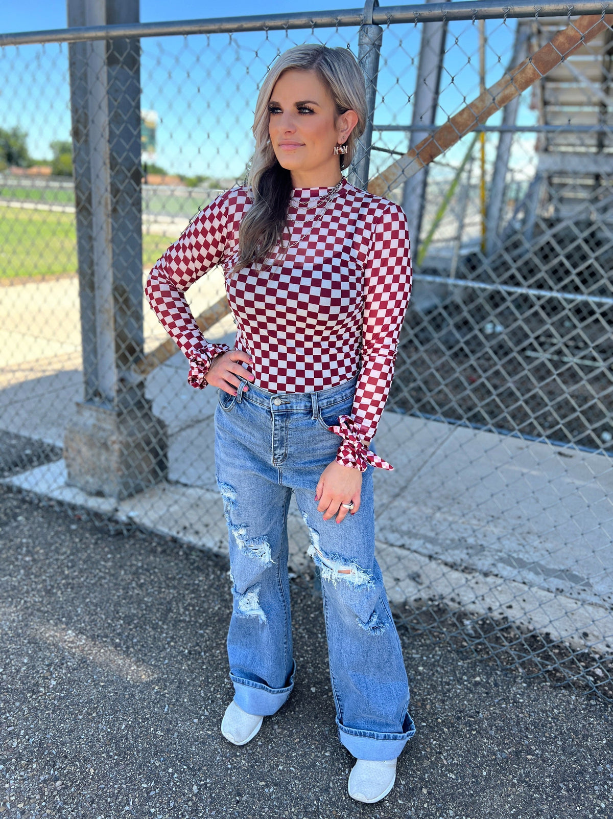 Sterling Kreek Pep Rally Maroon Mesh Top