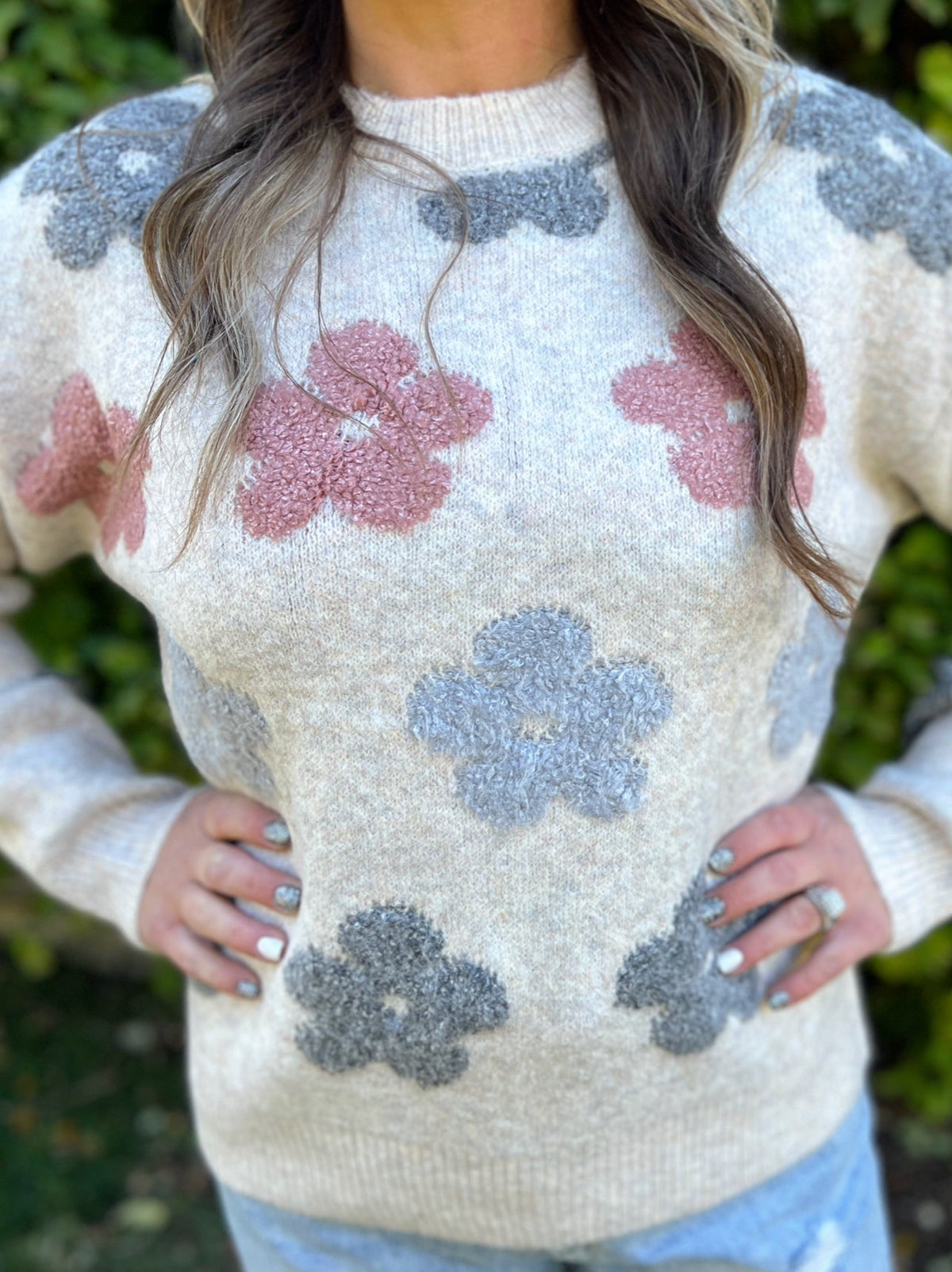 Puff Flower Super Soft Comfy Sweater Top*