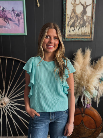 Ruffled Sleeve Solid Top-6 Colors*