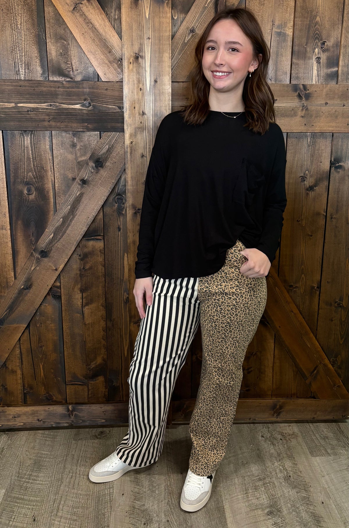 Mix & Match Leopard-Stripe Pants