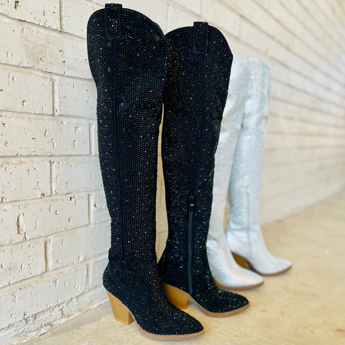 Bring Ya To Your Knees Rhinestone Boots*