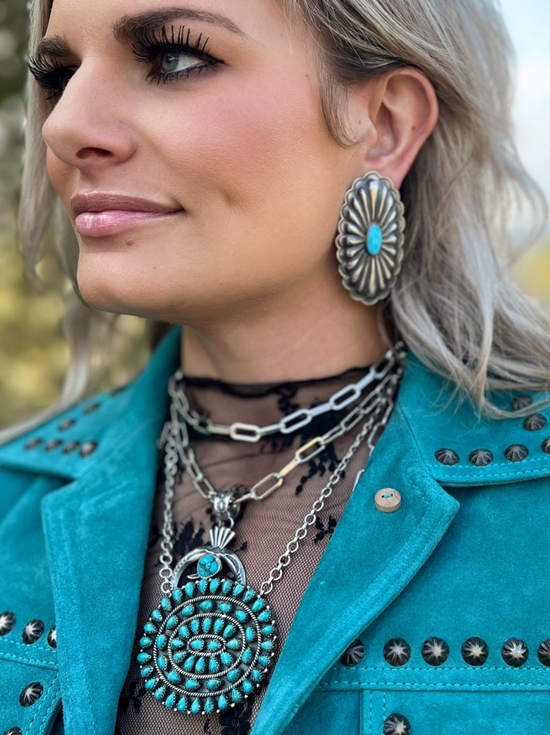 It's Getting Dangerous Studded Leather Jacket - Turquoise*