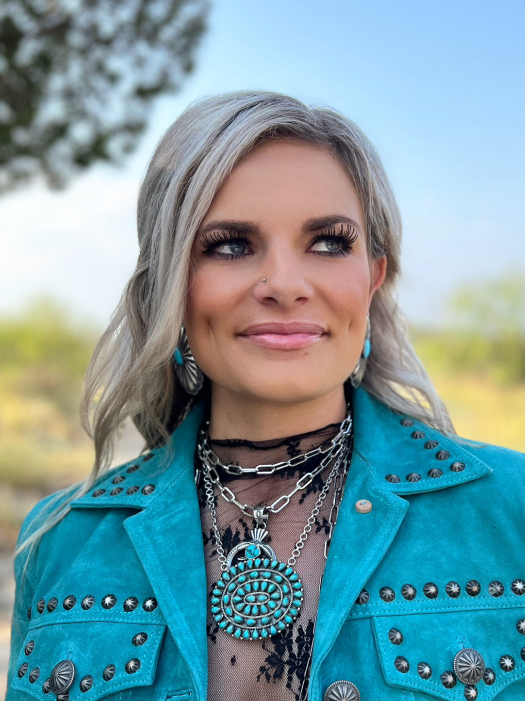 It's Getting Dangerous Studded Leather Jacket - Turquoise*