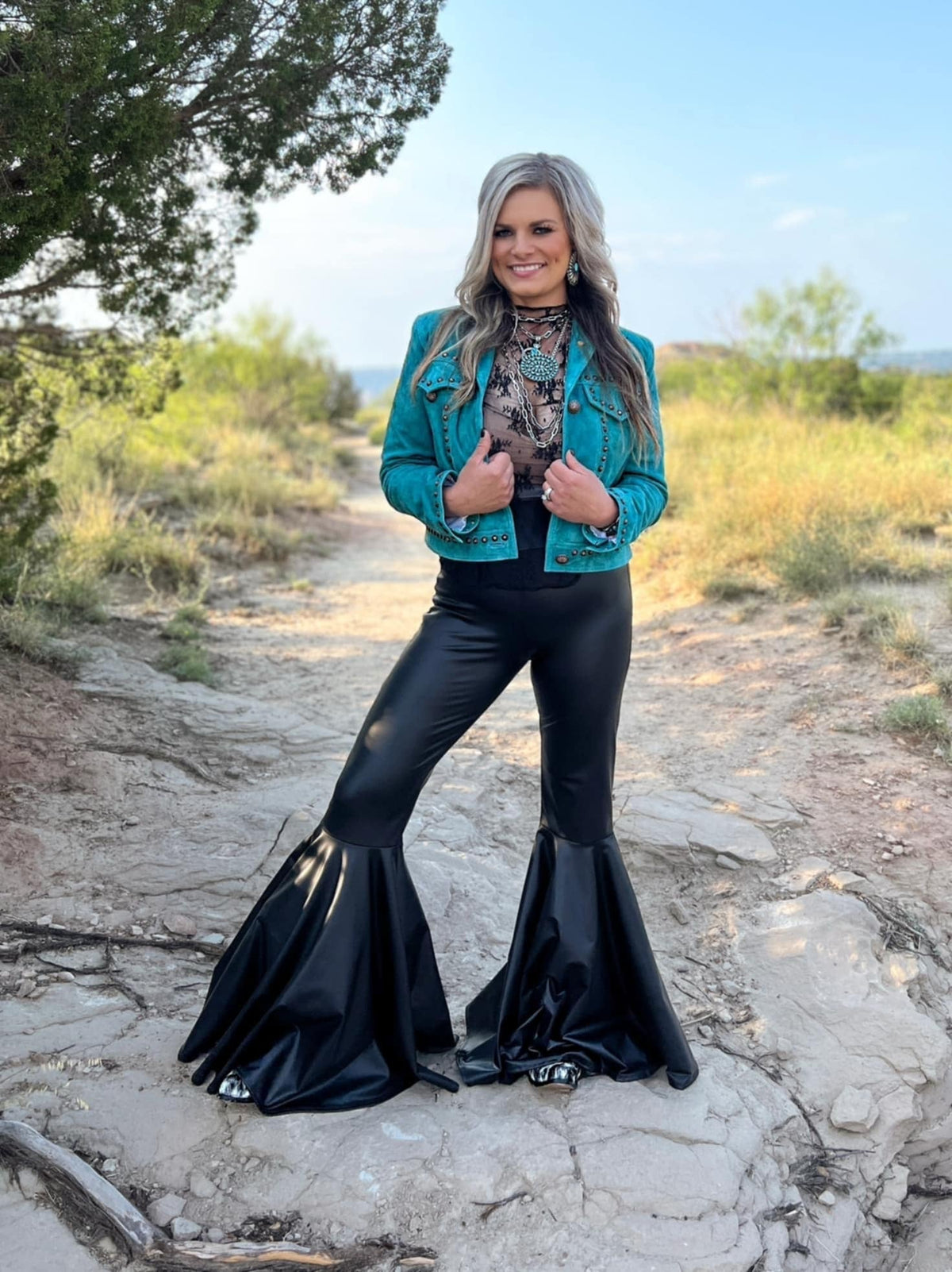 It's Getting Dangerous Studded Leather Jacket - Turquoise*