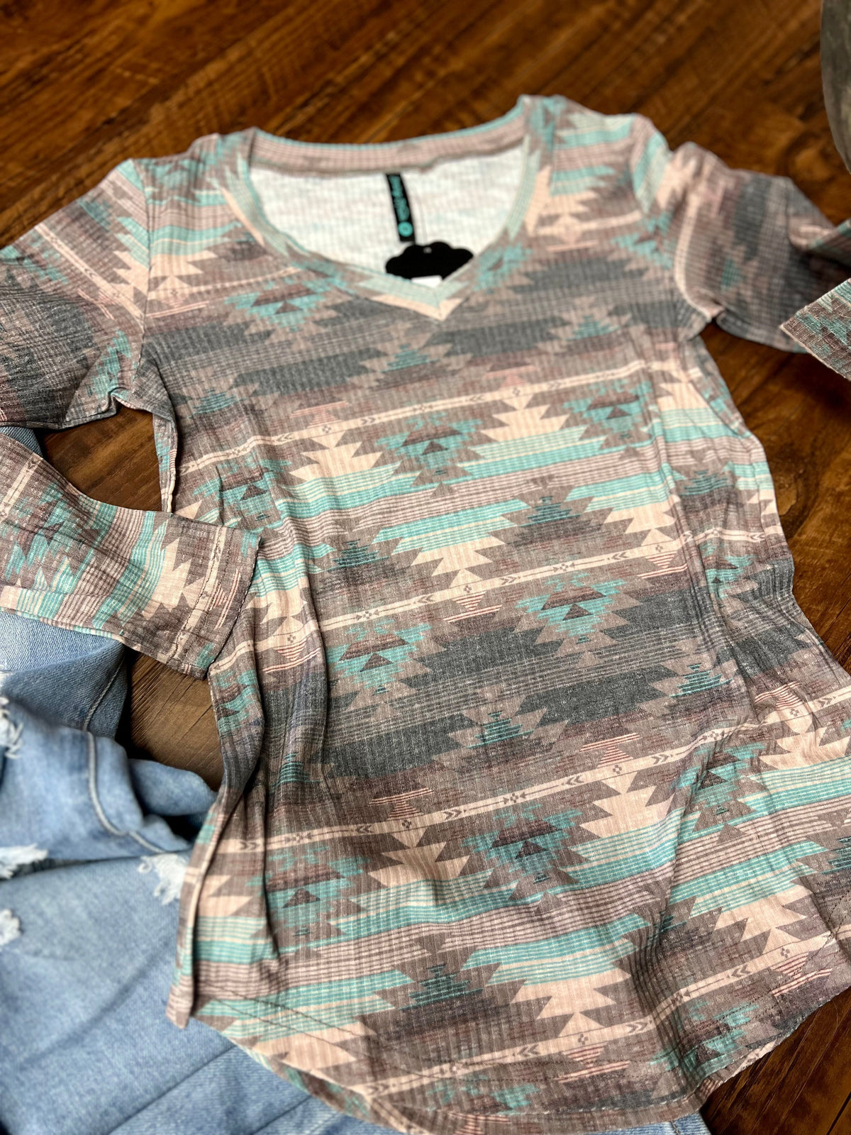 PLUS Burned Out Aztec Top