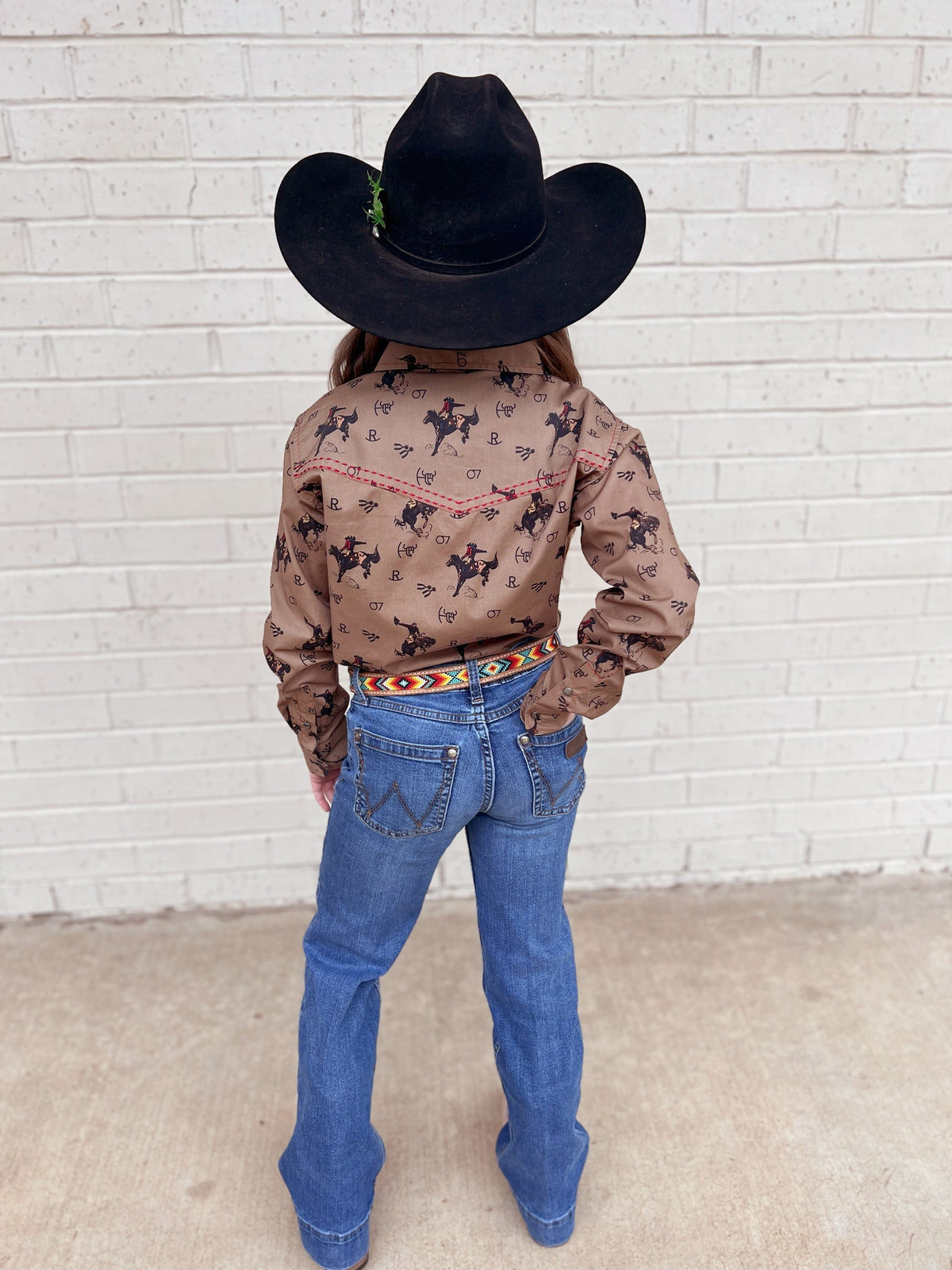Kid's Vintage Bronc Brown Long Sleeve