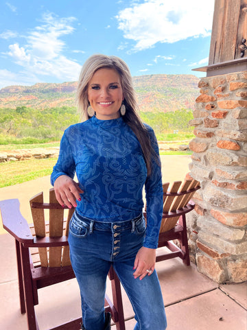 Bonfire Nights Blue Mesh Top*