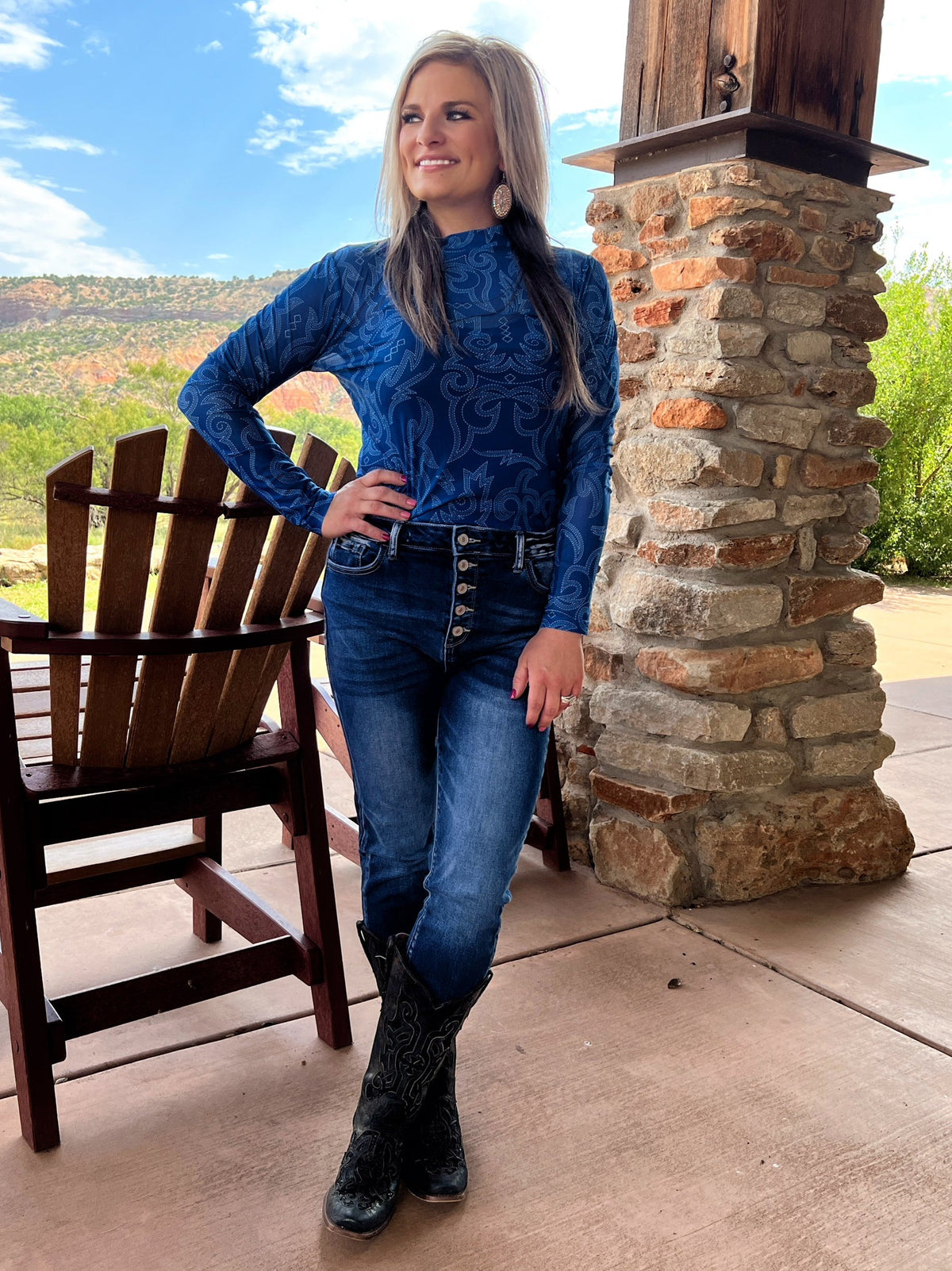 Bonfire Nights Blue Mesh Top*