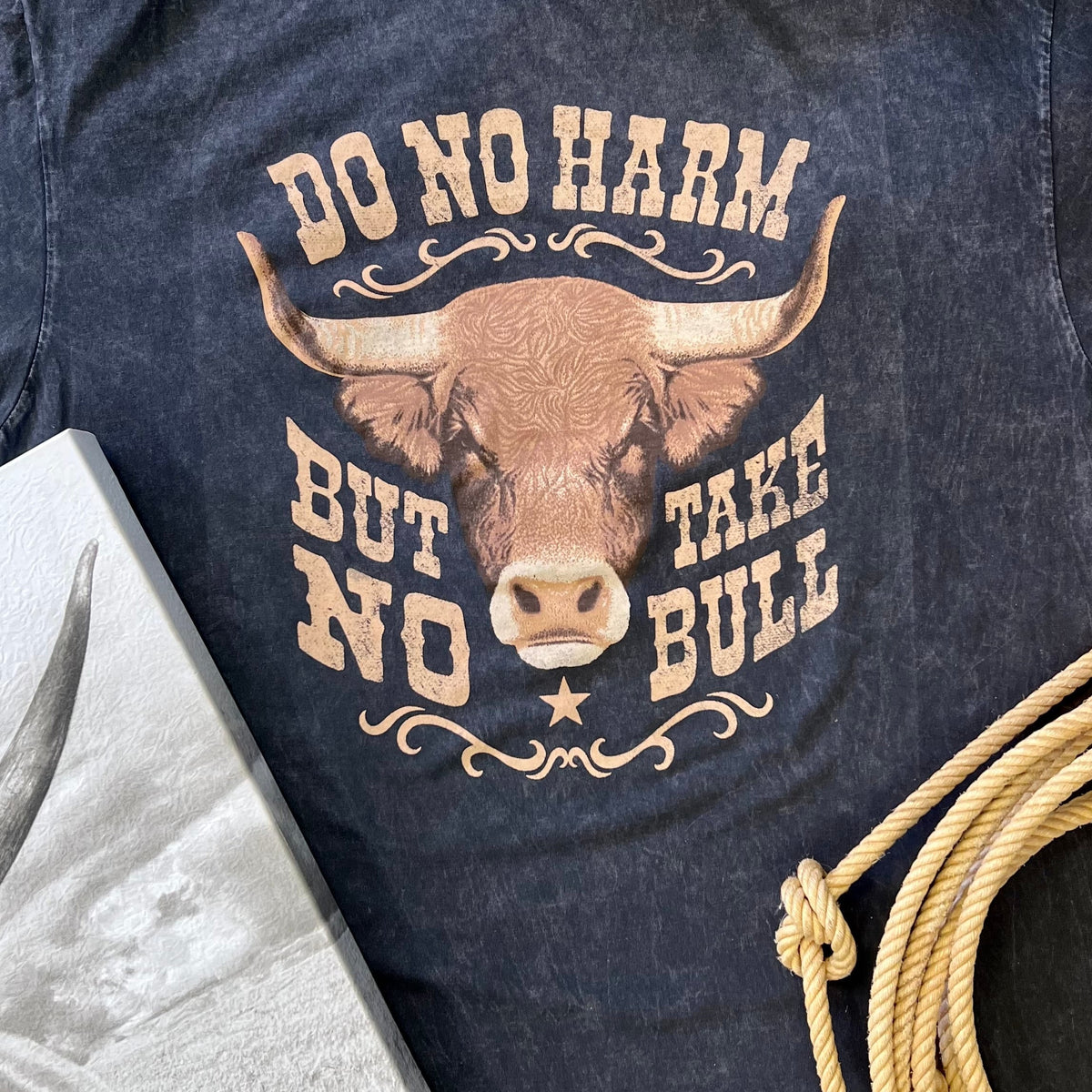 PLUS Mineral Washed Do No Harm Take No Bull Graphic Tee