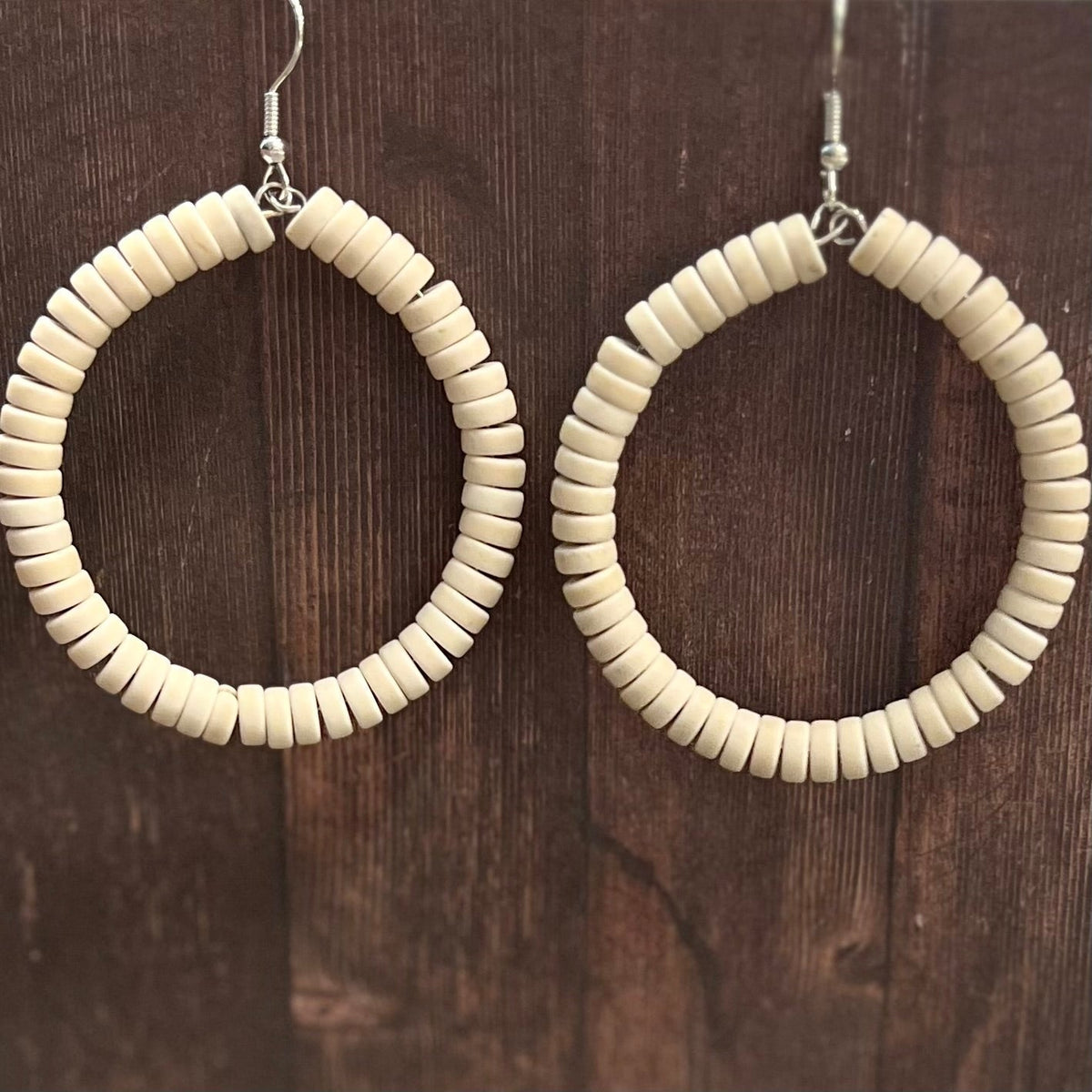 Disc Bead Hoop Earrings