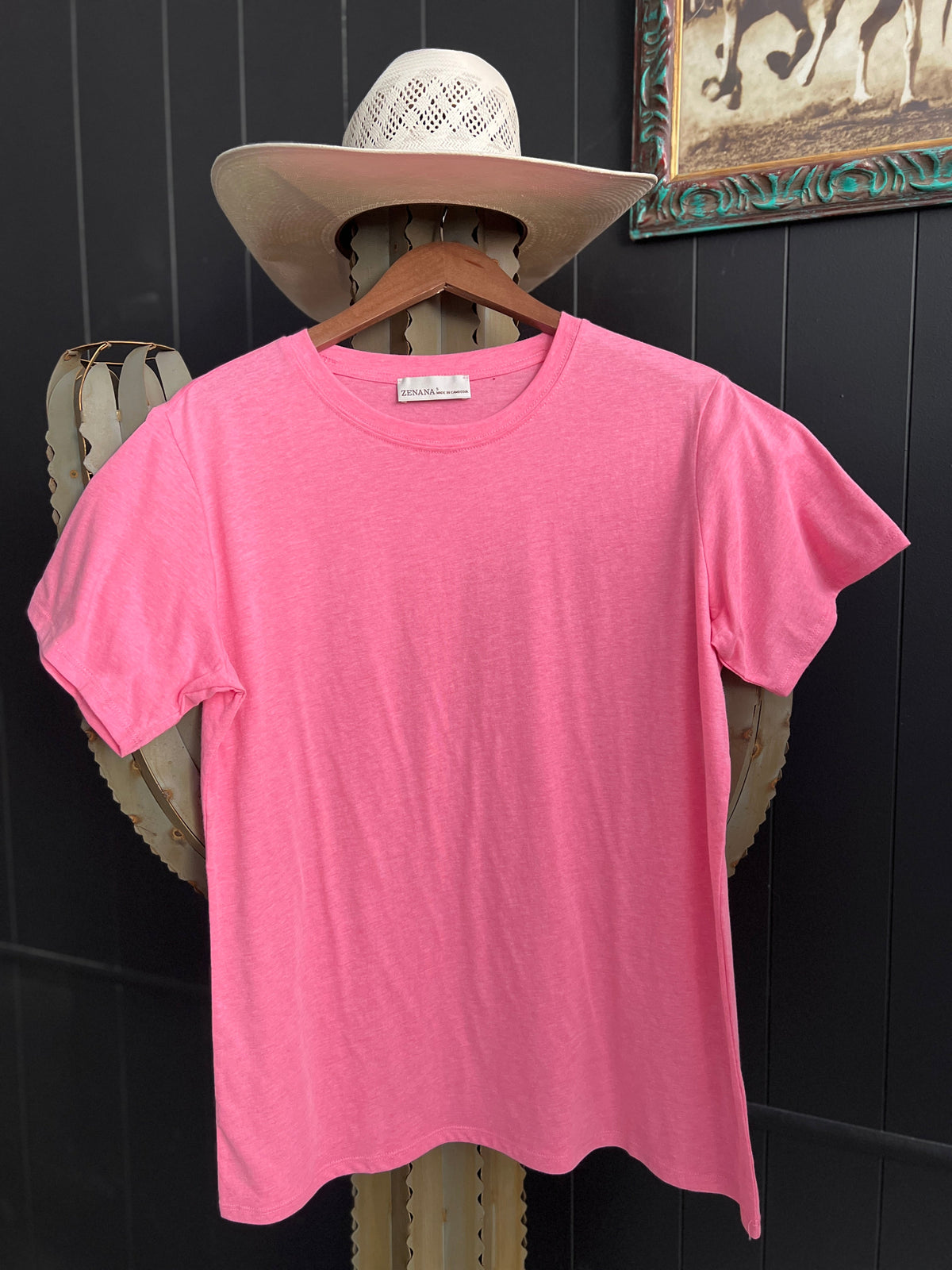 Zenana Cotton Boyfriend Round Neck Basic Tee