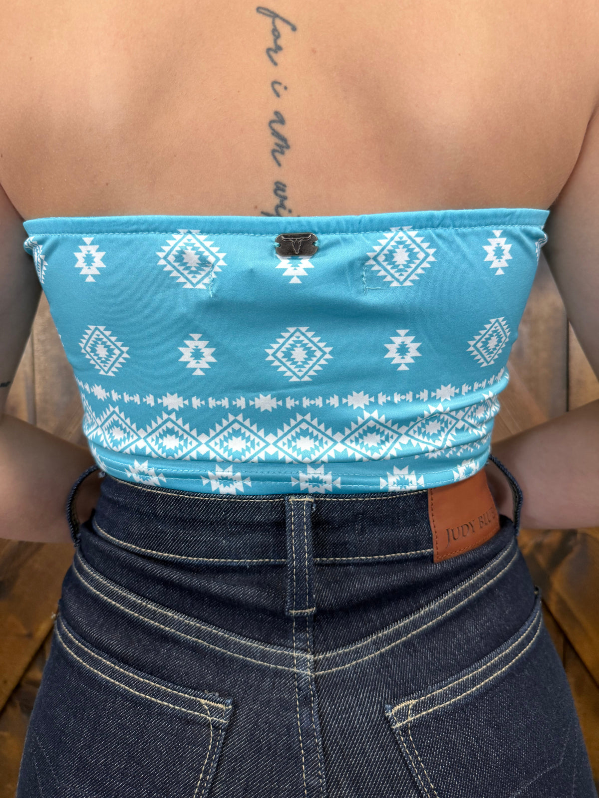 L&B Turquoise & Ivory Aztec Bandana Corset Top