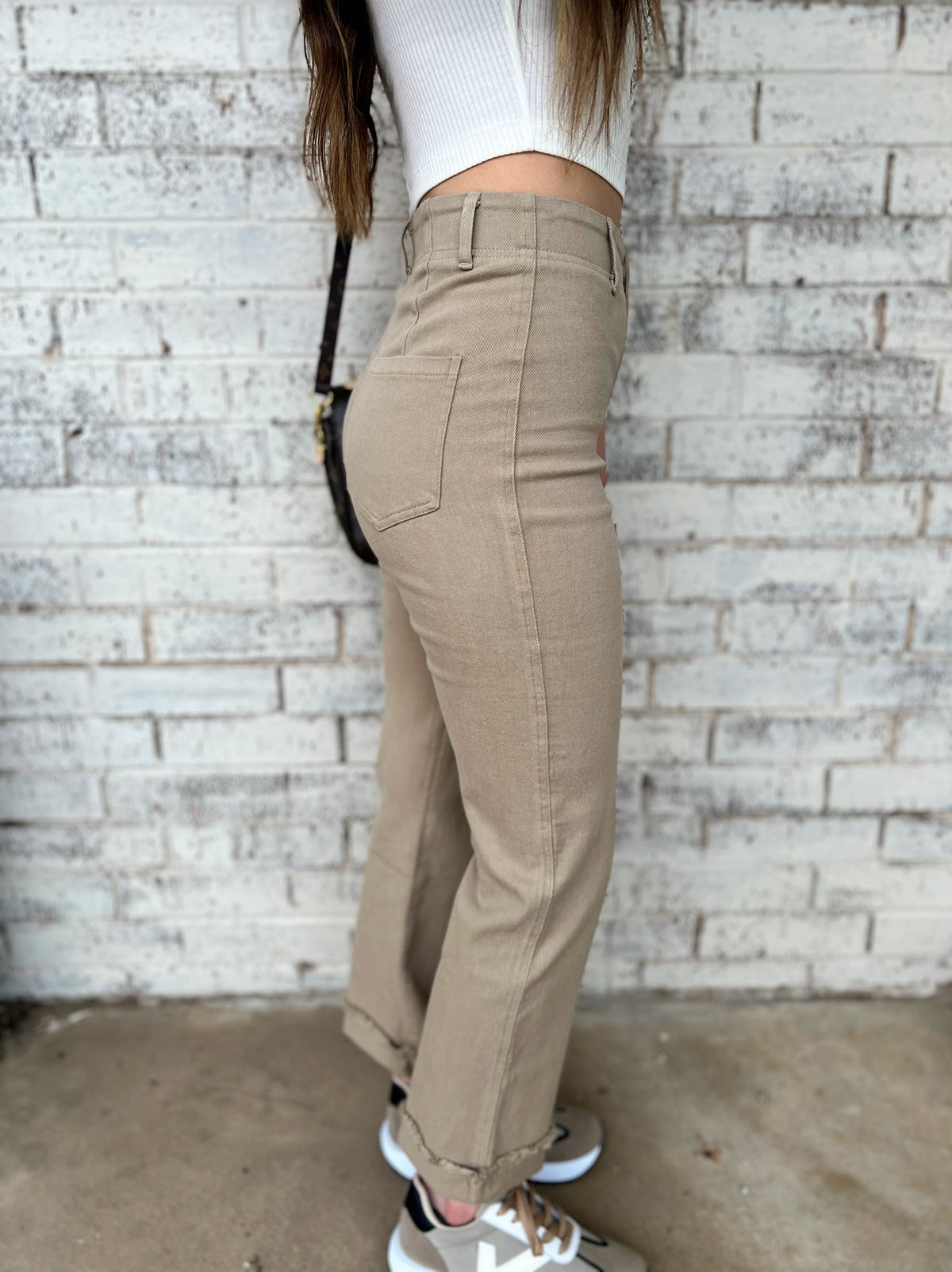 One Good Reason High Rise Khaki Trousers*