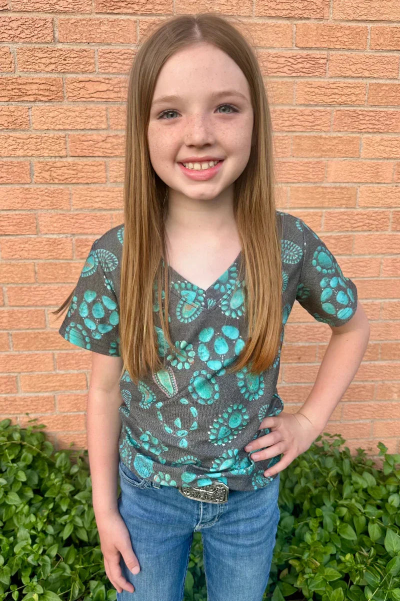 KIDS Forever In Turquoise V Neck Tee