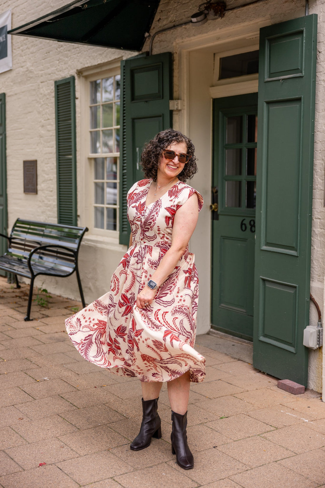 Jewel Button-Front Midi Dress