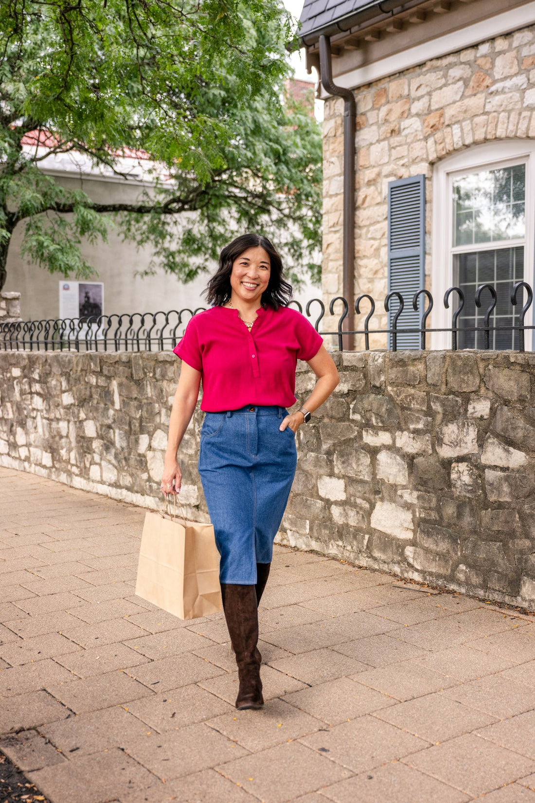 Denim Mid-Length Skirt