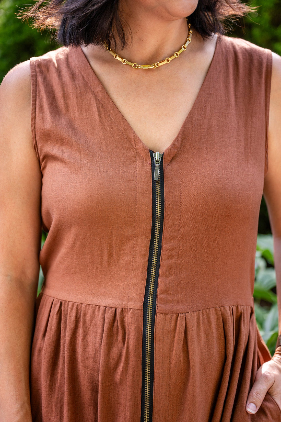 Zip Front Midi Dress