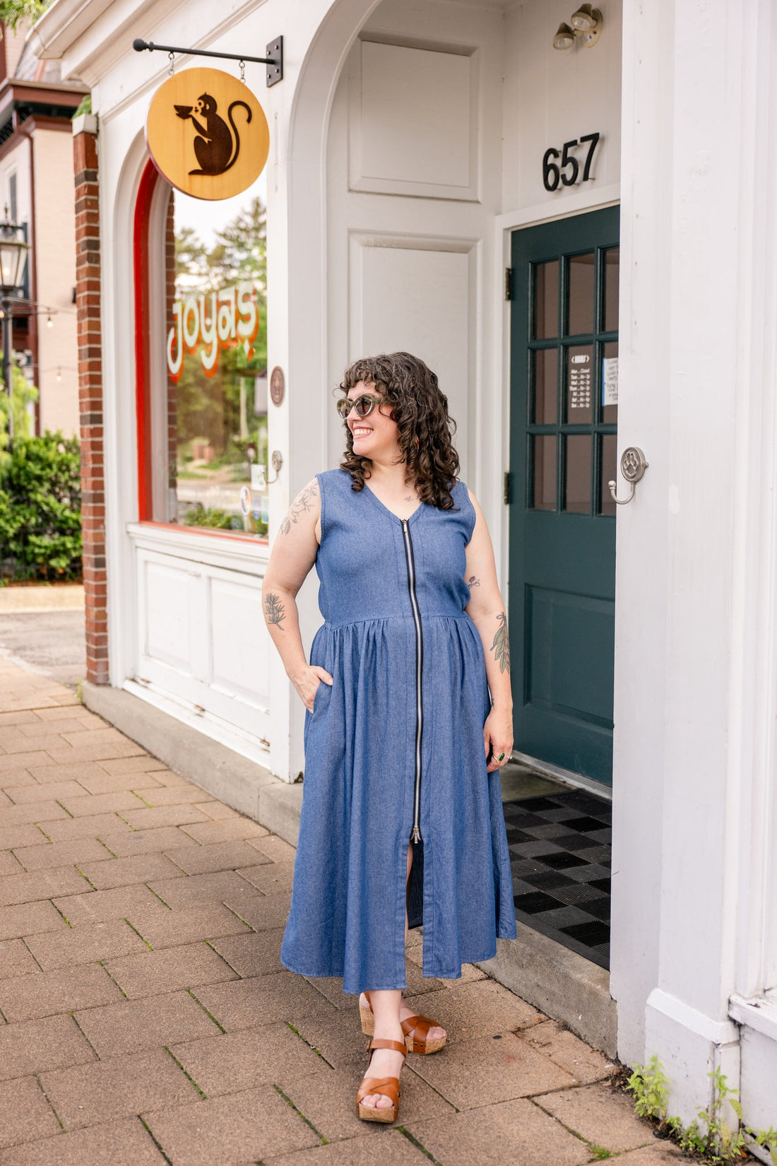 Zip Front Midi Dress