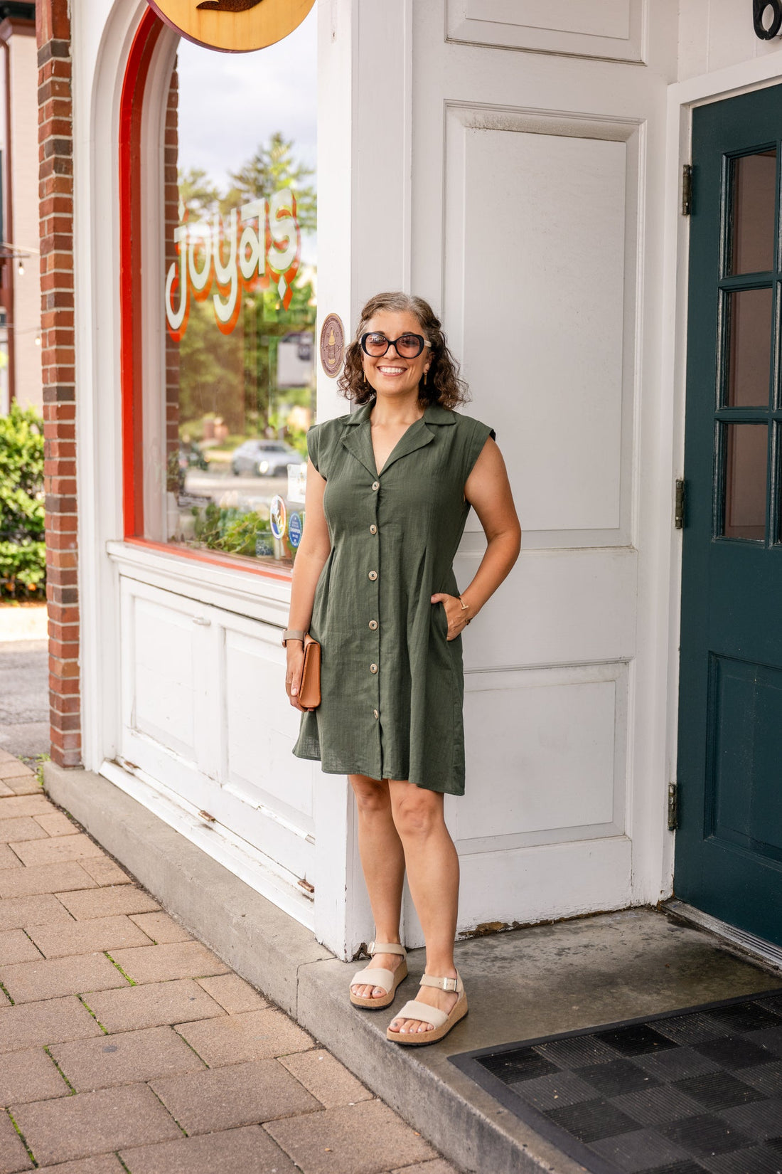 Button Front Dress with Lapel