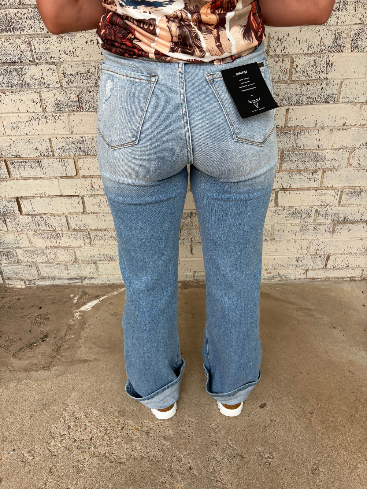 L&B Light Wash High Rise Distressed Bootcut Jeans*