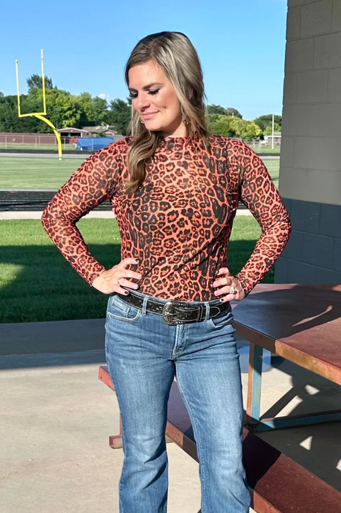 Sterling Kreek Sideline Spirit Orange Mesh Top
