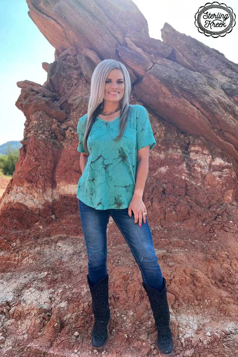 Sterling Kreek Turquoise Herd V-Neck Top
